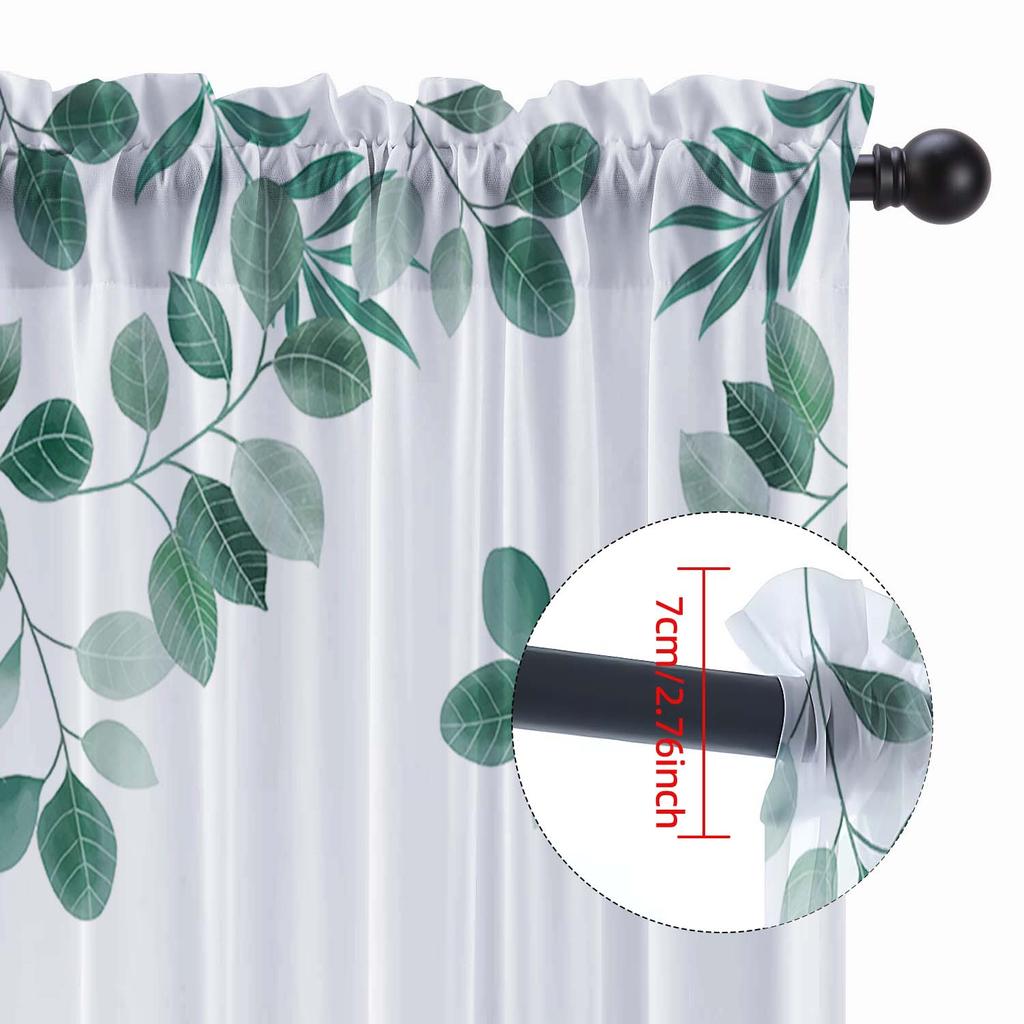 Nordic Plant Style One Piece Rod Going Window Screen Simple Warm Countryside Decorative Practical Curtain Made Of Polyester