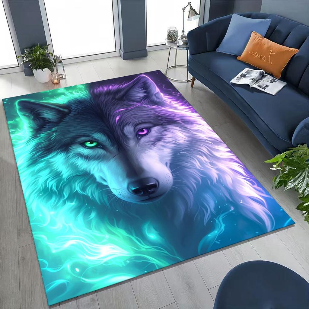 Norse Mythology Fenrir Wolf Beast Cartoon Rug for Bedroom Living Room Sofa Home Doormat Decor, Large Kid Play Non-slip Floor Mat