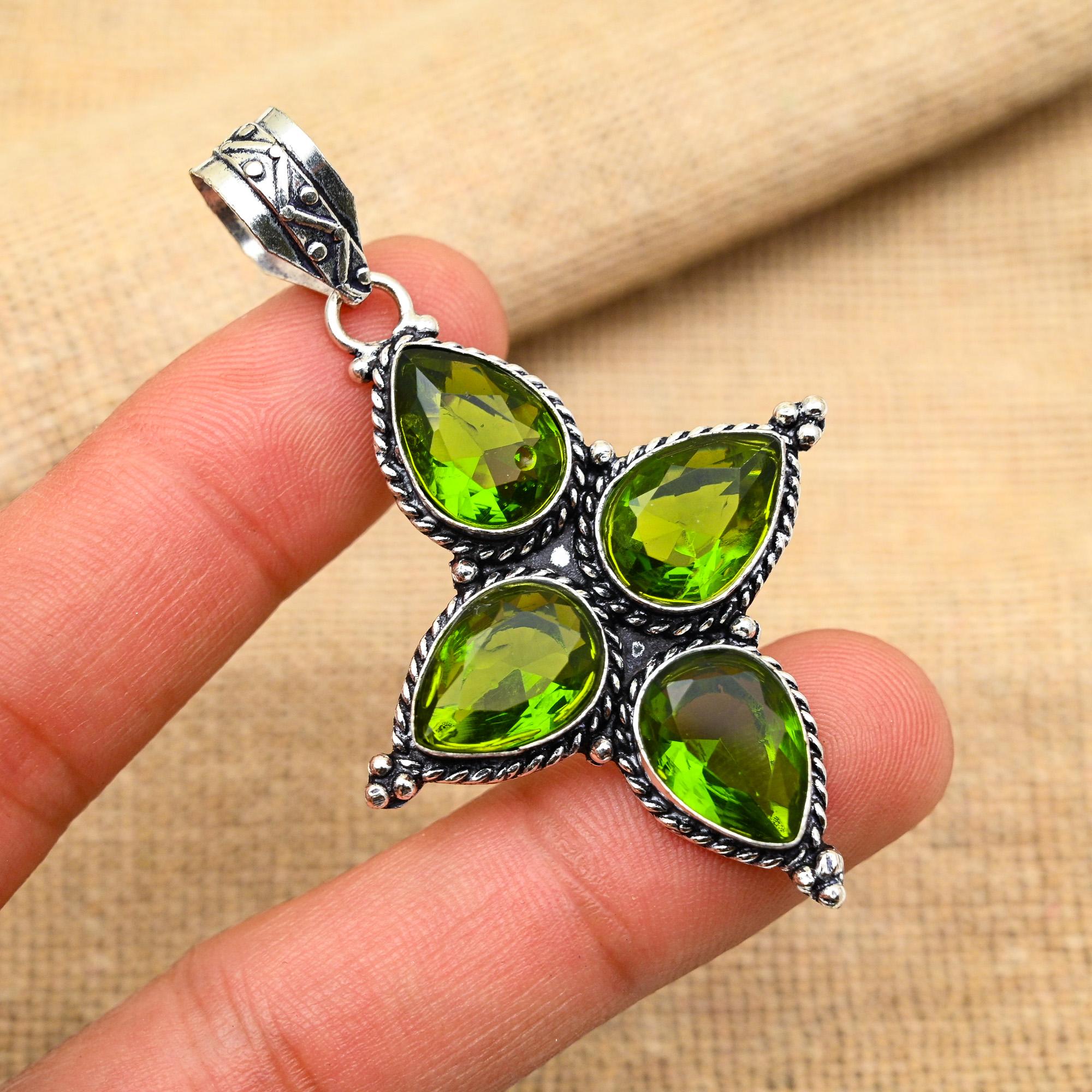 

Перидот драгоценный камень ручной работы 925 стерлингового серебра ювелирные изделия подарки для жены абсолютно новый кулон