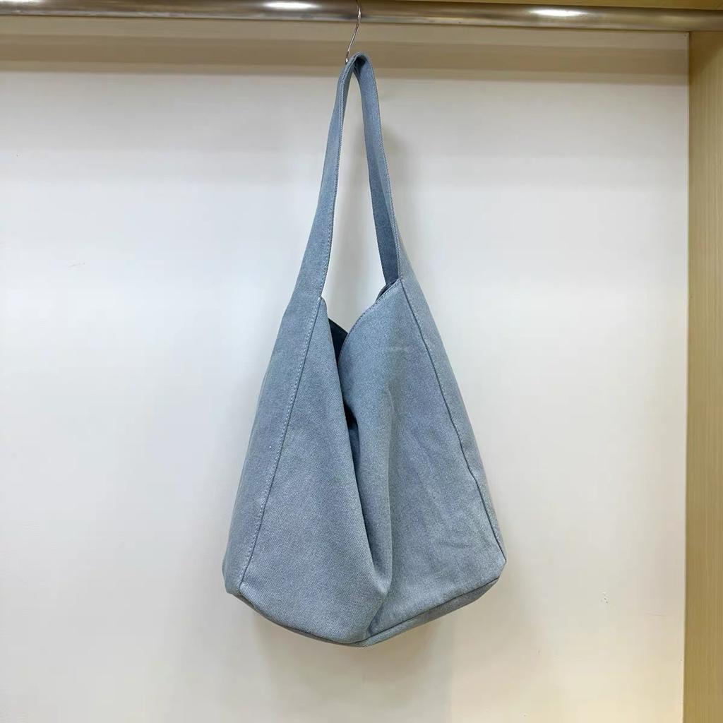 Small dirty cabinet, niche denim canvas bag, casual simple cloth bag, large capacity student shoulder tote bag