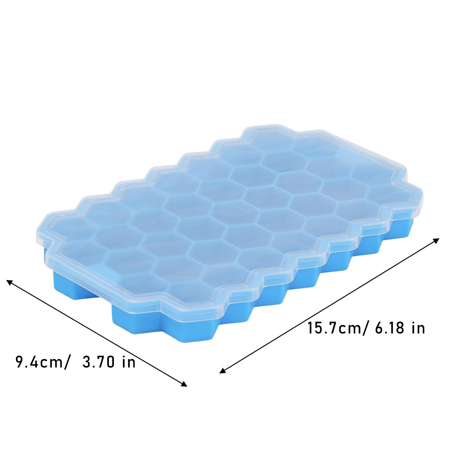 

296/37Cube Silicone Honeycomb Ice Trays Reusable Food Grade Large-capacity Ice Maker with Lids for Juice Cocktails Ice Moulds 1PC- 37Cubes синий