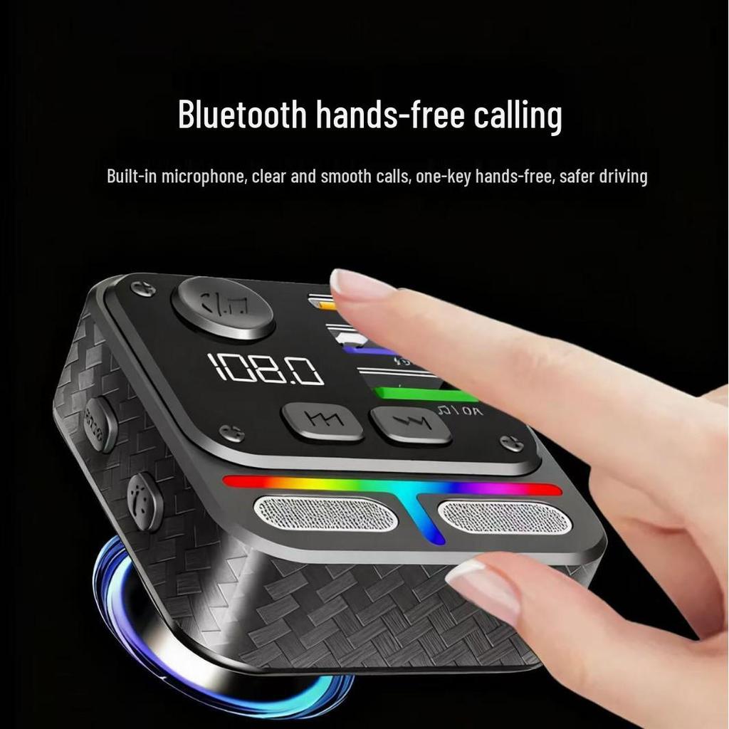 Multi-Function FM Car Charger & MP3 Player with Fast Charging & U Disk Compatibility