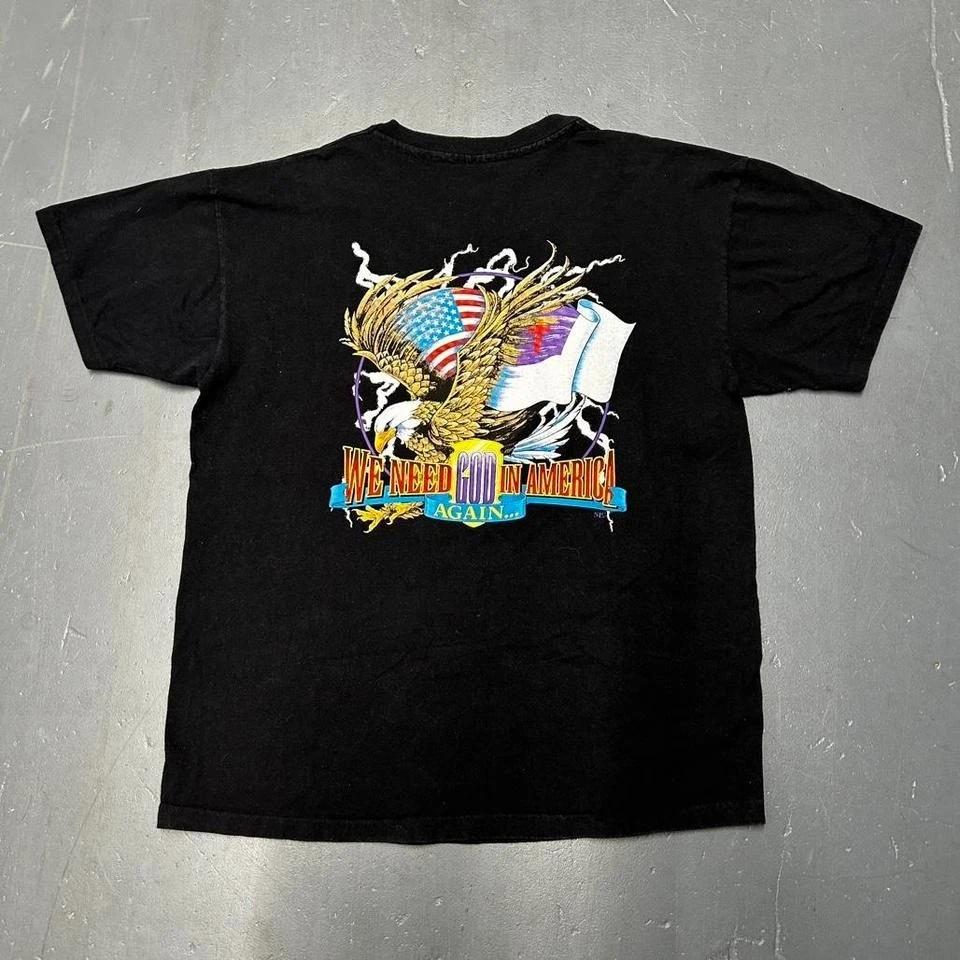 

Vintage 90s We need God back in America graphic tee shirt tshirt Single stitch M
