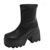 Large Size Thin Thick-soled Muffin Fashion Boots Winter Thick Heel Medium Heel Short Boots Women's European and American Thin Boots