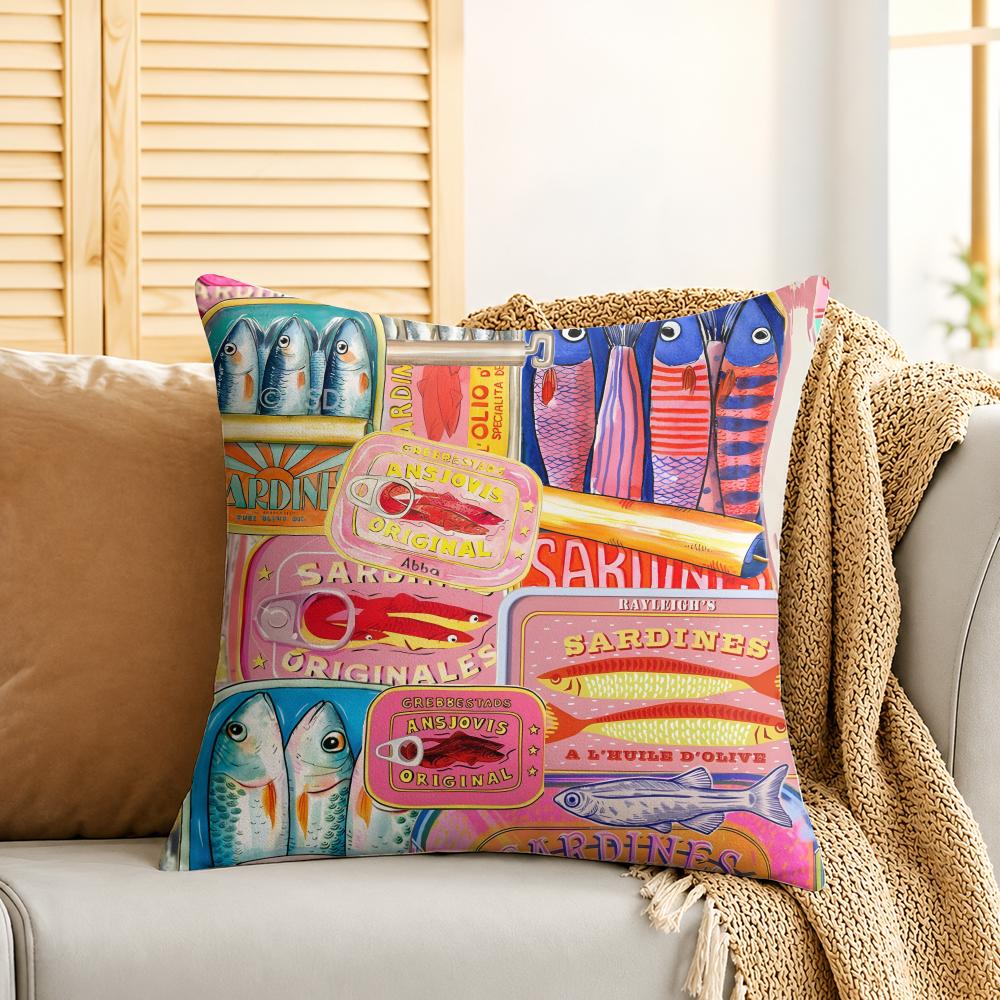 Canned Sardines Ins Cushion Cover Silky Short Plush Invisible Zipper Dustproof Sofa Pillow Case For Home Decor