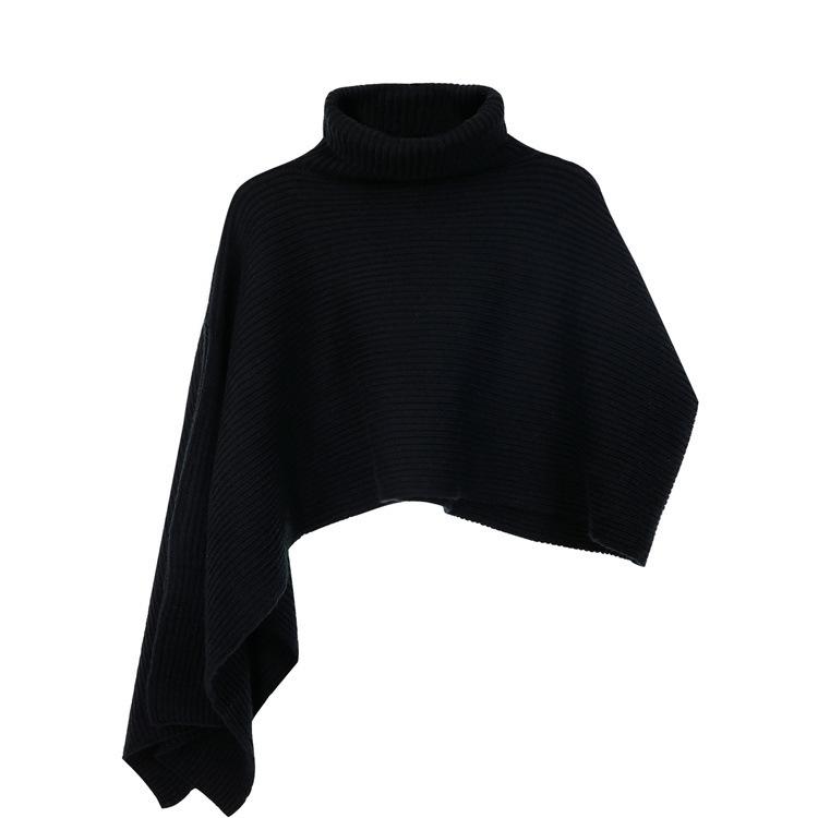 Irregular split high neck knitted pullover scarf shawl autumn and winter versatile wool scarf