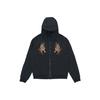 Twin Tiger Pattern Zipper Hoodie Jacket Men's Black