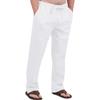 Herren Freizeit Atmungsaktive Baumwoll-Leinen Kordelzug Hose – Atmungsaktive Sommer Strandhose