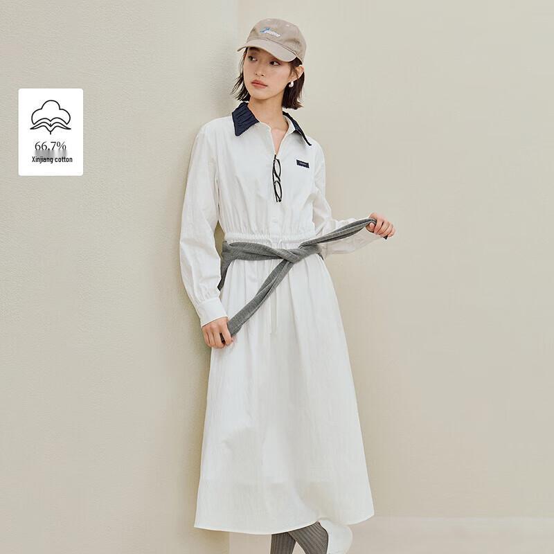 

INMAN Women s 100% Cotton White A-line Midi Dress M