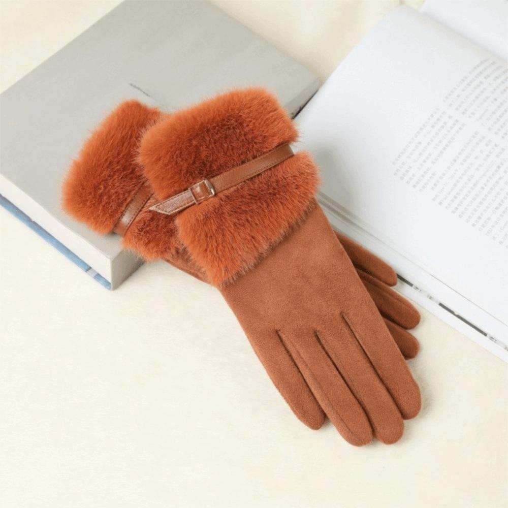 Velvet Women Gloves Thick Cycling Mittens Fashion Winter Suede Gloves Outdoor