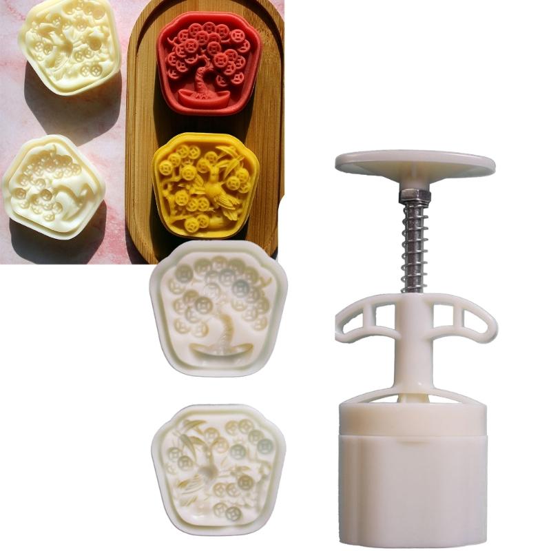 MidAutumn Festival Moon Cake Maker Cash Cow Pattern Moon Cake Molds Cookie Stamps Hand Press Cookie Dessert Cutter