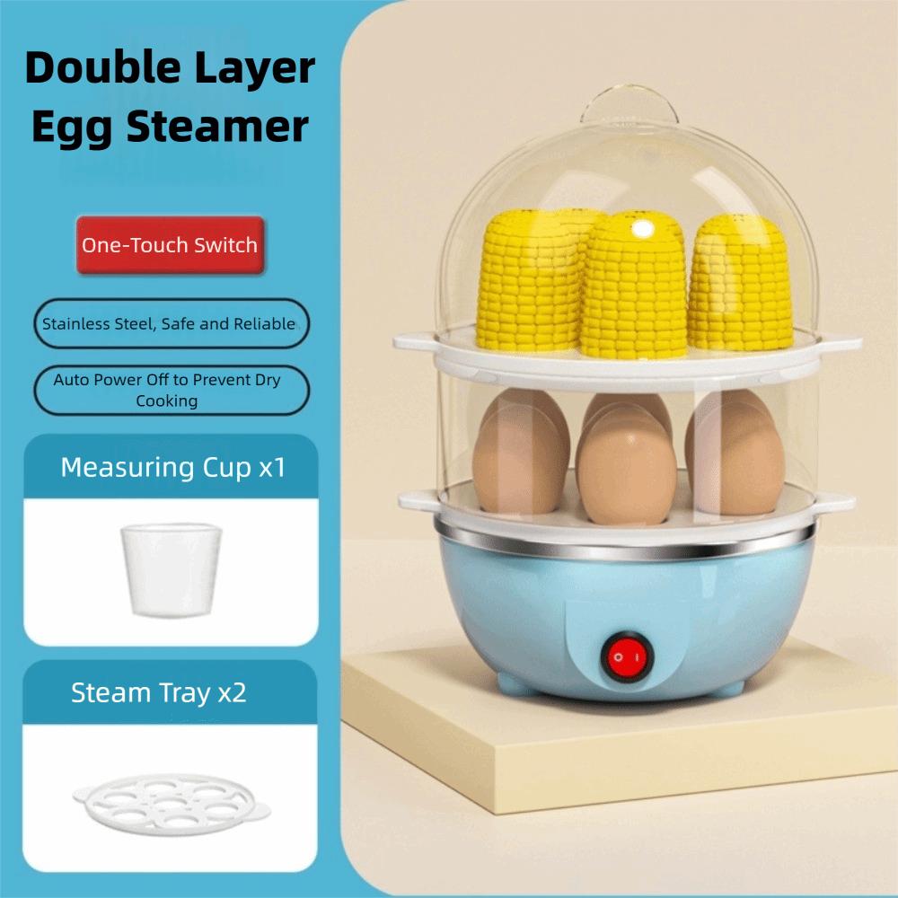 

Double Layer Electric Egg Boiler 220V Mini Breakfast Machine New Egg Cooker Household EU синій