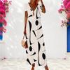 Women Plus Size V Neck Short Sleeve Colorful Printed Loose Long Dress