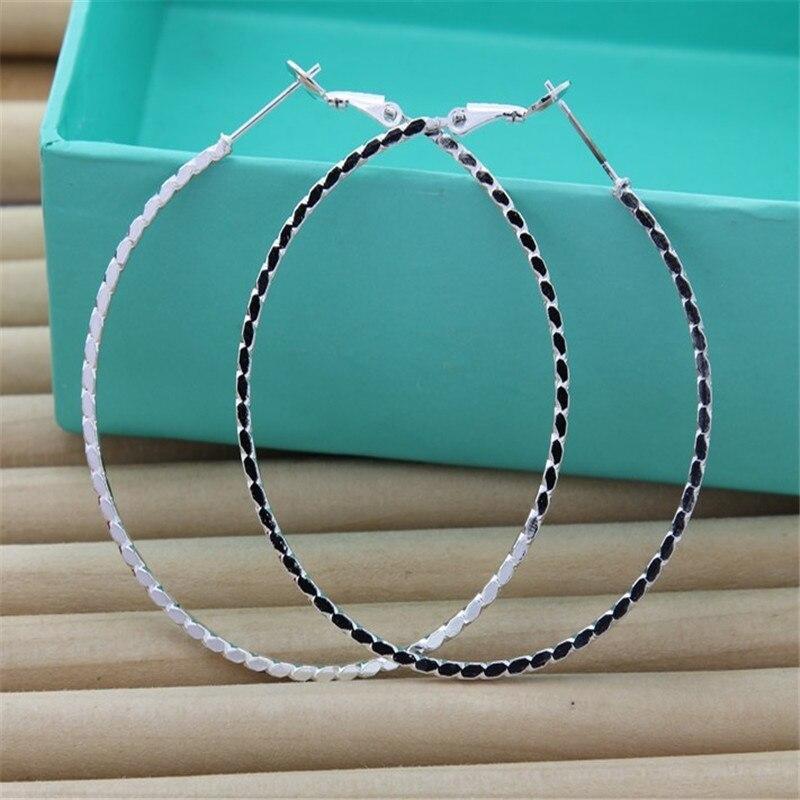 925 Sterling Silver Earrings Fashion Wave Pattern Big Earrings 5cm For Women 'S Wedding Jewelry Gifts
