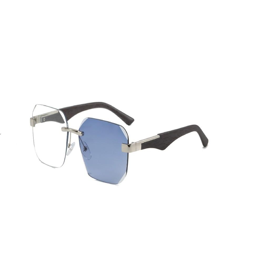 

UV Protection Wood Grain Sunglasses Outdoor Street Photography Ultra-Light Cycling Eyewear Scratch-Resistant Rimless Sun Glasses