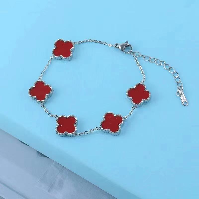 Four-leaf Clover Bracelet Double-sided Titanium Steel Does Not Lose Color Five Flowers Fashion Simple and Versatile Delicate Bracelet