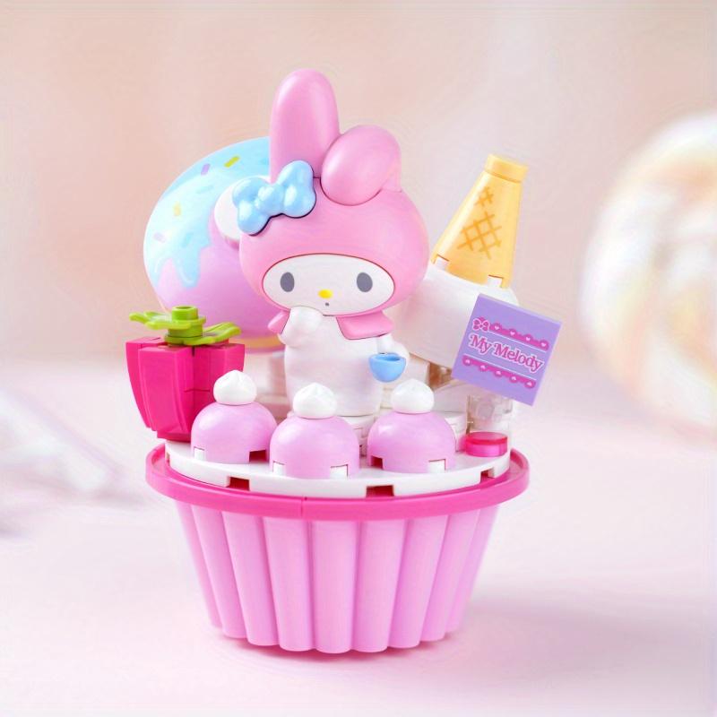 Non-Toxic Sanrio Series Kuromi Hello Kitty Building Blocks Cupcake Assembly Model Bricks Toys Cinnamoroll My Melody Desktop Ornaments
