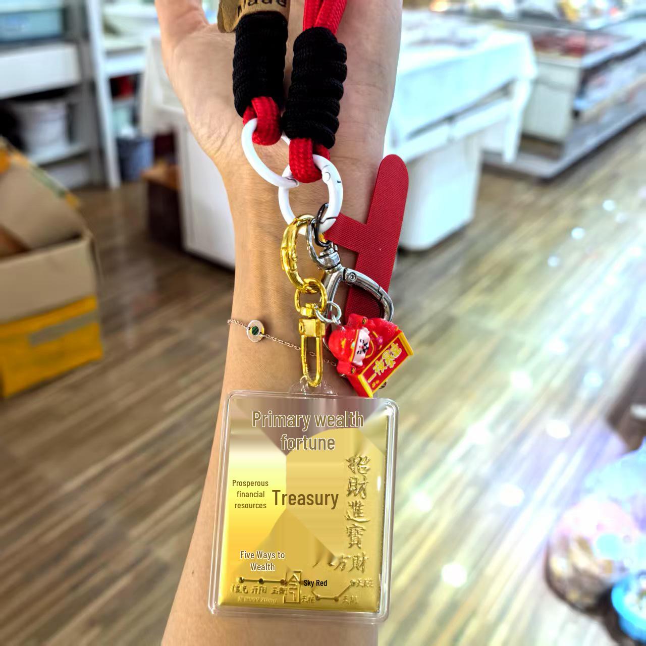 999 Pure Gold Labubu Kuromi Phone Strap & Shin-chan Wealth-Attracting KT Cat Pendant Keychain