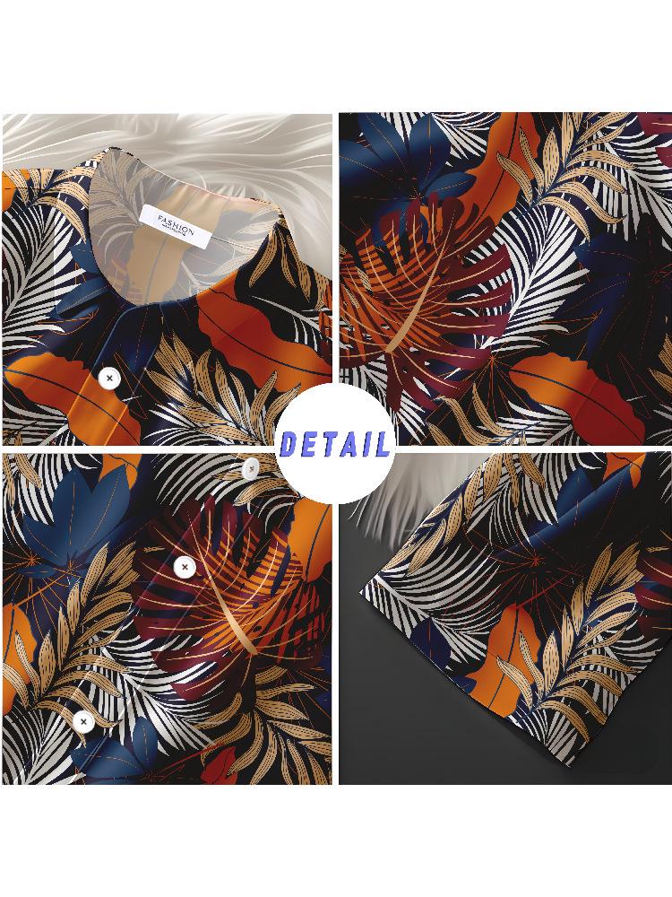 Men's Vintage Hong Kong-Style Hawaiian Floral Short-Sleeve Shirt: Trendy Summer Beachwear for Couples