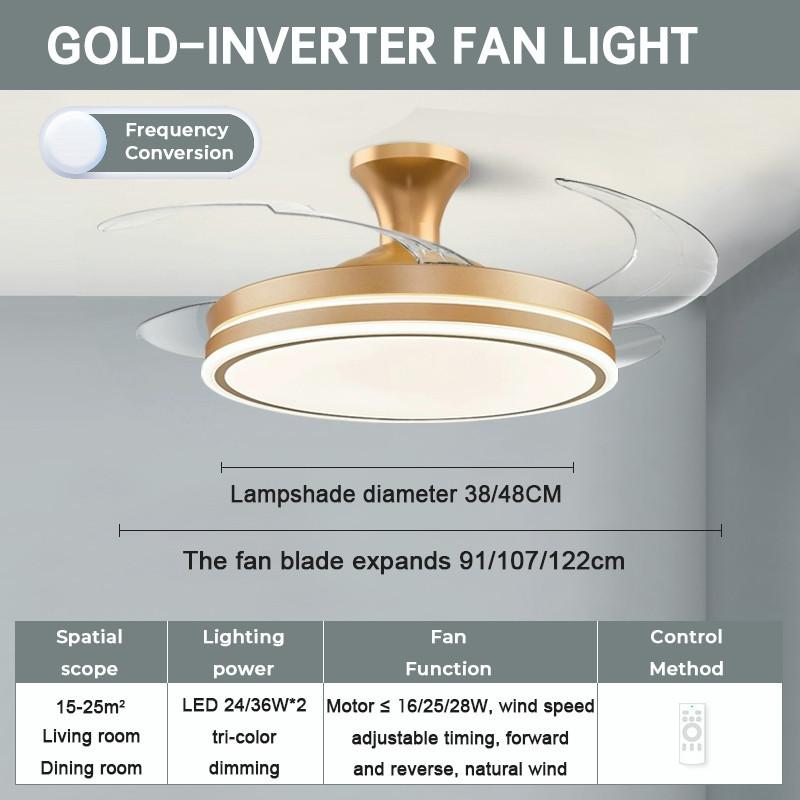 36“42”48“ Modern Smart Ceiling Fan Lamp Household DC Motor Ceiling Fan With Light Foldable LED Air Cooler Lamp