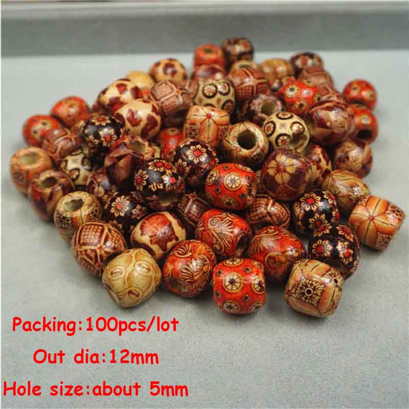 Louleur Big Hole Natural Wooden Beads For Jewelry Making Fit Necklace Bracelet Charm Stripes Loose Wood Abacus Bead