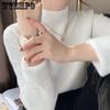 WTEMPO Vintage Turtleneck Winter Sweaters New Casual Knitted Pullover Fashion Fleece Lined Thick Warm Knitwear Women Velvet Tops