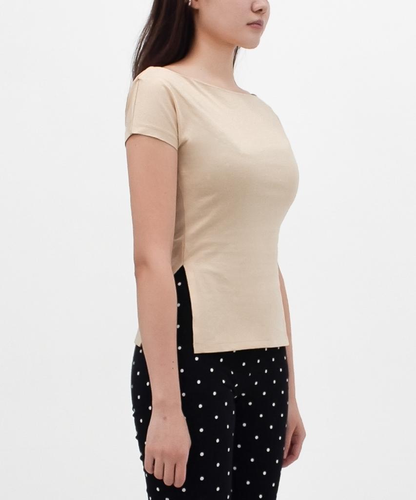 OCAK Melek_Okak Boat Neck Slim Top (Beige)
