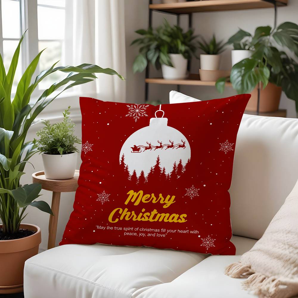 Christmas Santa Snowflake Elk Pillow Case  Plush Fabric Soft  Pillowcase Double Sided Print Cushion Cover Household Gifts