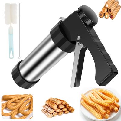 Máquina de Fazer Churros Kit Pistola de Biscoitos Aço Inoxidável Conjunto de Pistola Decoradora de Bolo e Creme Ferramentas de Bico de Confeitar para Biscoitos e Massas DIY