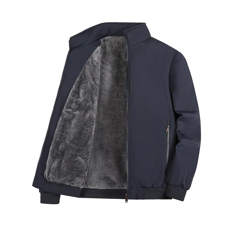 Plus Size Herren-Winterjacke aus Baumwolle, Business-Casual, Stehkragen, warme und sperrige Herrenjacke