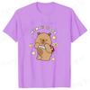 Modische Capybara Trage Rucksack Druck T-Shirt Lässig Kurzarm Grafik T-Shirt Unisex Locker Harajuku Shirt Honey Baby Oberteile