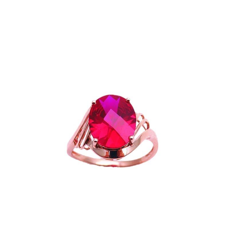 Purple Gold-Plated Rose Gold Phoenix Tail Inlaid Redstone Ring, Noble Temperament And Elegant Color Gold Live Ring Ring