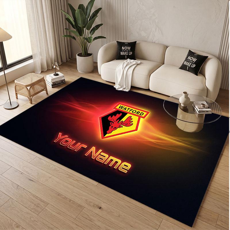 Custom Rug Watford FC Pattern Print Name Text Soft Non‑Slip Floor Carpet for Home Indoor Decoration