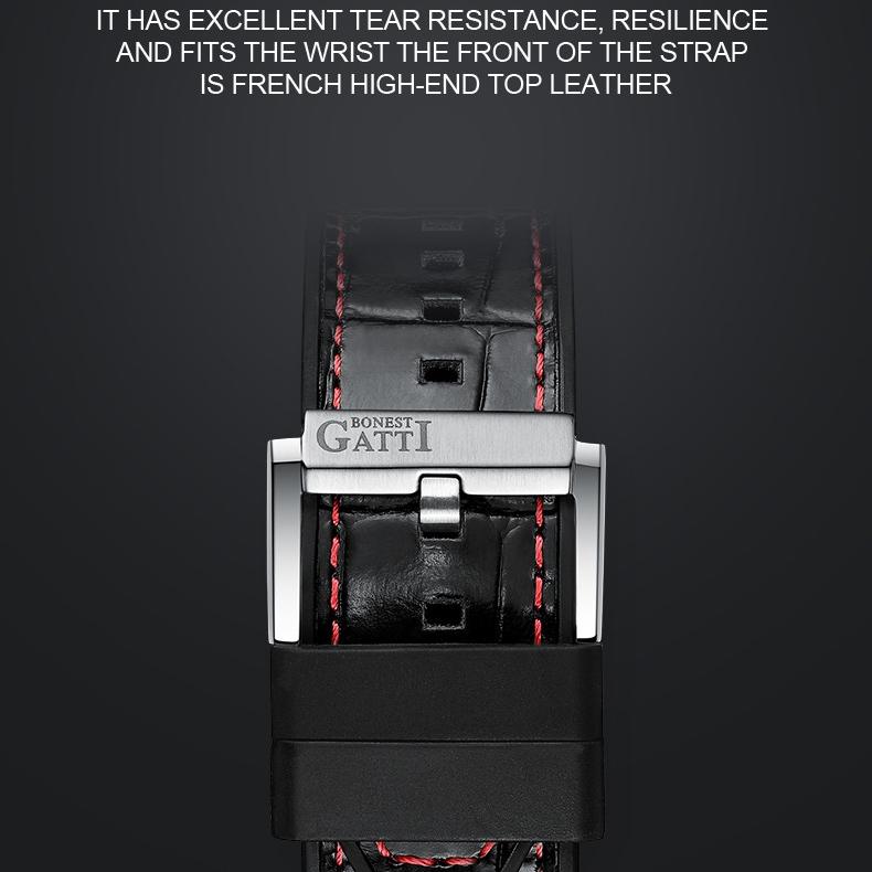 Bonest Gatti Watches Business, im Dunkeln leuchtende mechanische Uhr, wasserdichte Luxusuhr