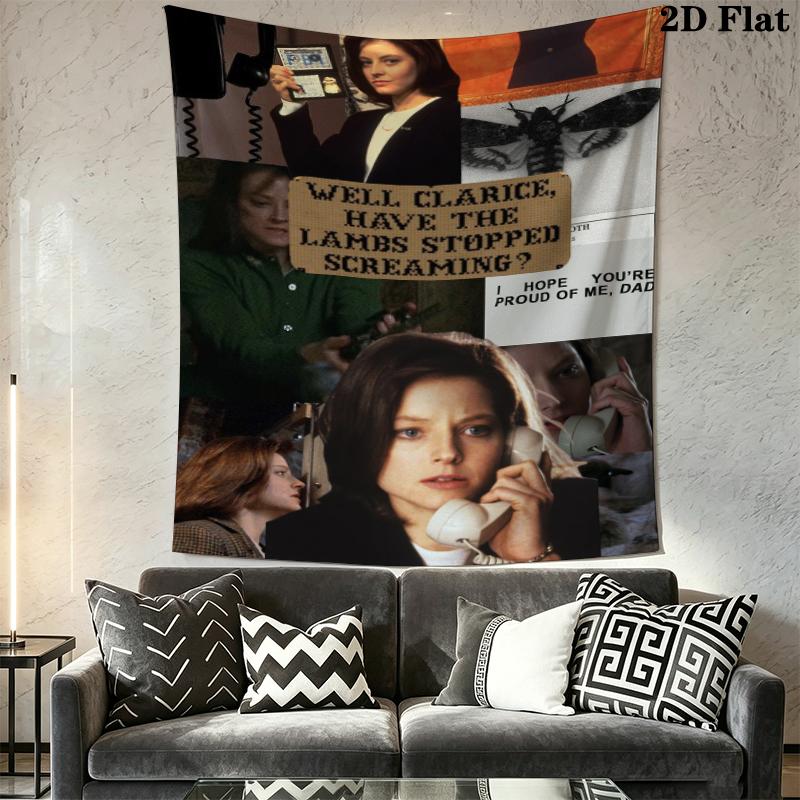 The Silence of the Lambs Wall Tapestry Aesthetic Wall Hanging Printed Fabric Blanket Decorative Tapestries for Bedroom Living Room Home Decor