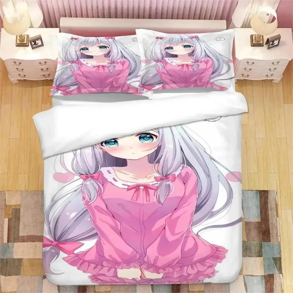 Girl Izumi Sagiri Bedding Set Printed Bed Set With Pillowcase Duvet Cover Soft Queen King Size Bedclothes Home Bed Linens