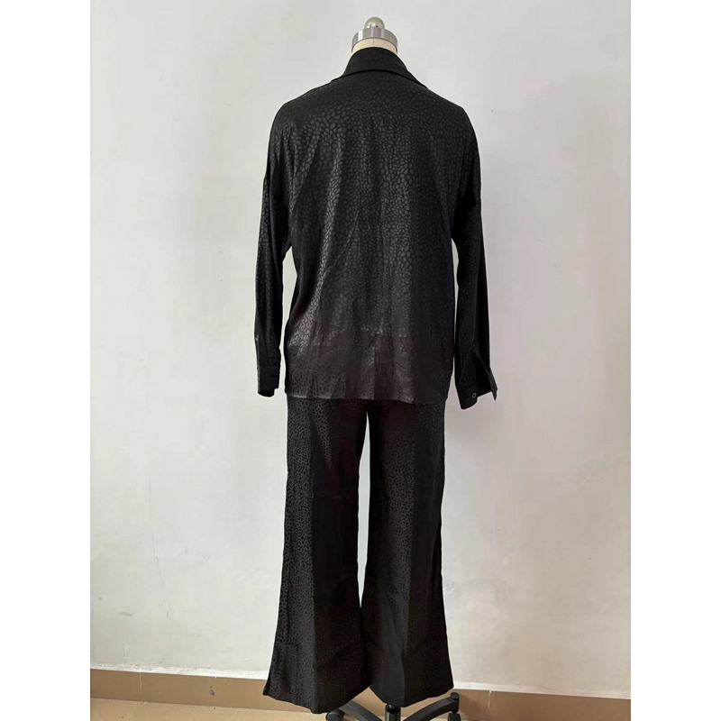 European and American Suit Women's Long-Sleeved Lapel Shirt Leopard Print Trousers Women's Fashion Casual Two-Piece Suit