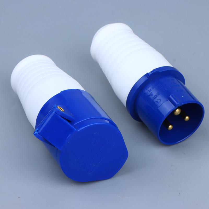 Easy Install 220V 16A 3 Pin Industrial Waterproof Plug Socket Durable Power Connector for Caravan Trailer Motorhome