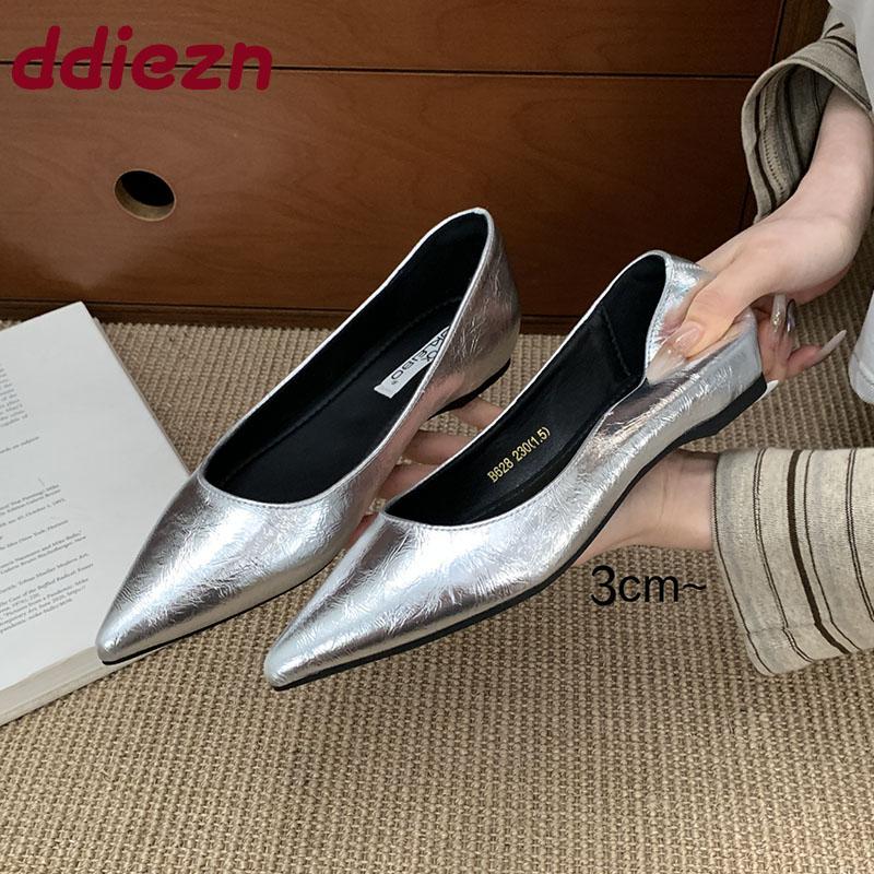 Fashion Fashion Pointed Toe Elegant Women Flats Slip On Shoes With Height Increasing Footwear Female Shallow Ladies Flats Shoes