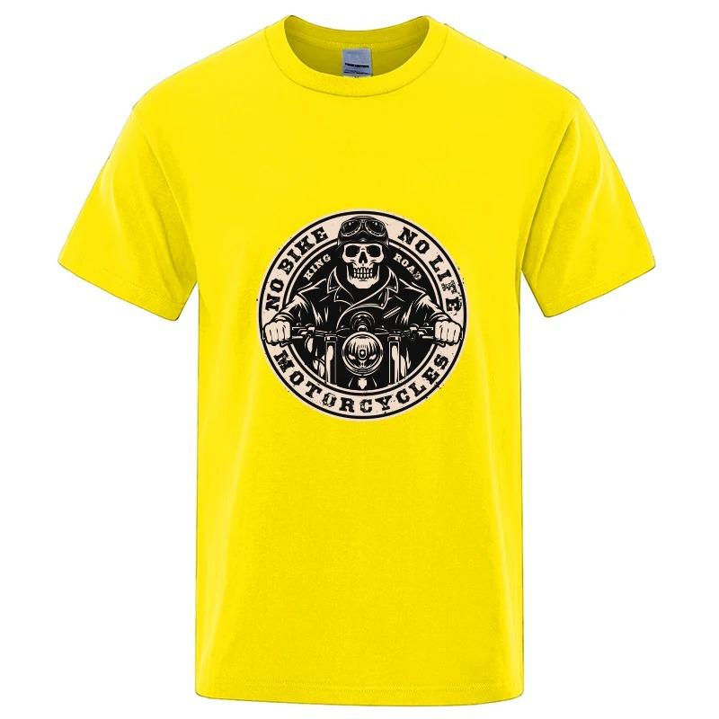 Bavlněné tričko s krátkým rukávem Motocyklový závislák Píst Lebka Tričko Pánské Hip Hopové Tričko Cool Trička Harajuku Streetwear Móda