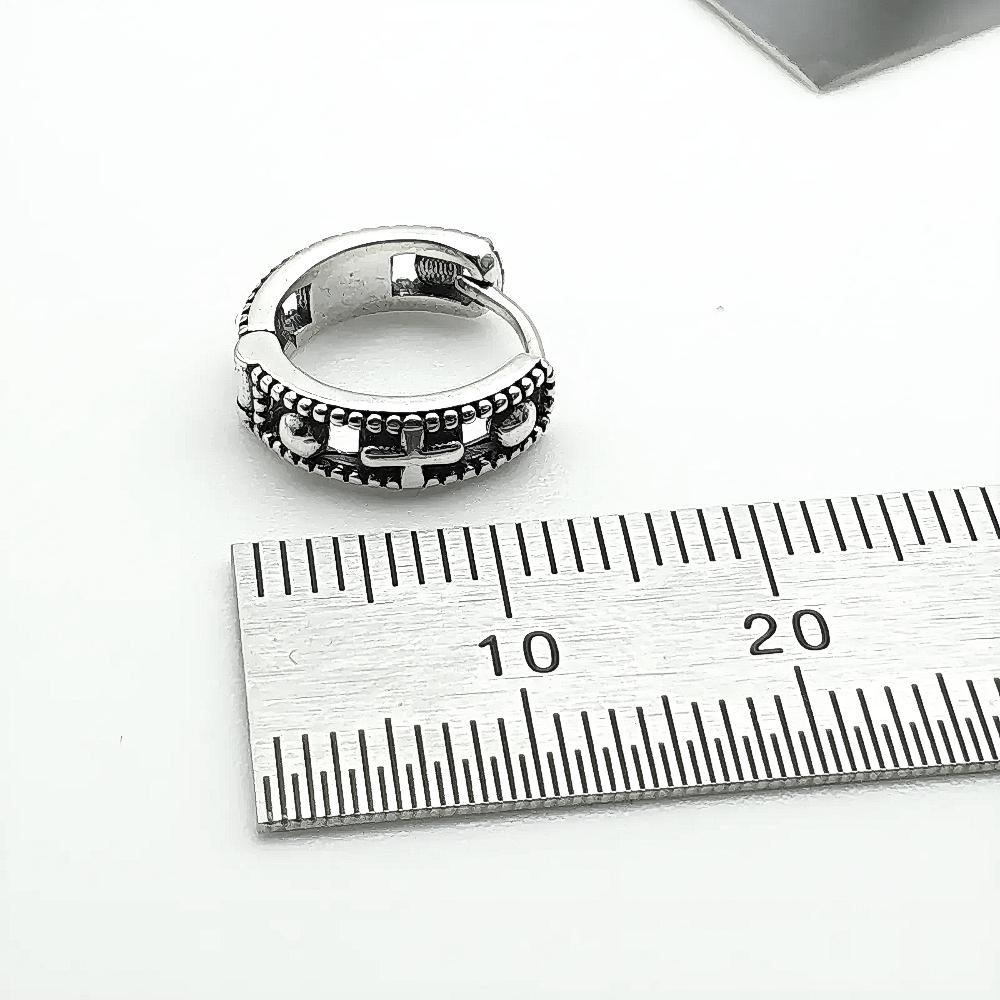 S925 Silver Vintage Cross Antique Huggie Hoop Earrings · From Korea