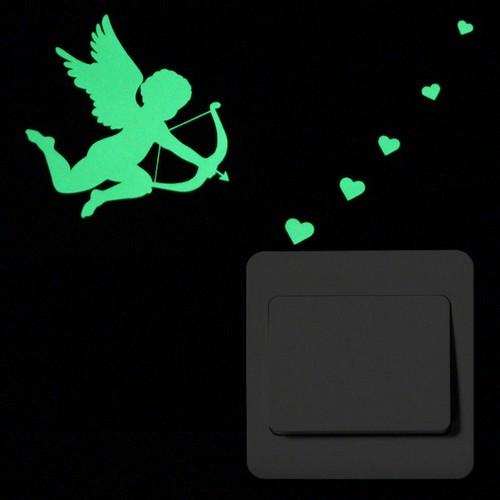 Luminous Cartoon Switch Sticker Glow in the Dark Cat Sticker Fluorescent Fairy Moon Stars Sticker Kid Room Decoration Home Decor