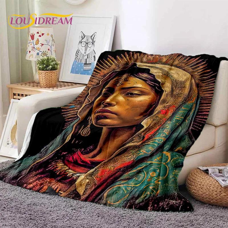 Cartoon Africa Ethiopian Custom Painting Art Soft Flannel Blanket for Bed Bedroom Sofa Picnic,Throw Blanket for Outdoors Leisure