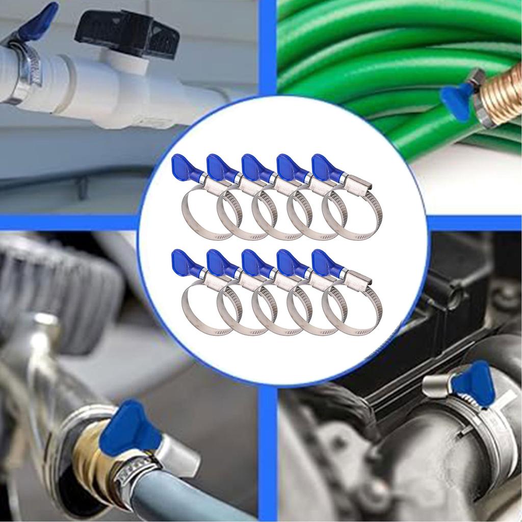 10pcs Stainless Steel Drive Hose Clamp Adjustable Gear Worm Fuel Tube Water Pipe Fixed Clip Spring Clamp 25-40mm