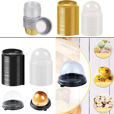 Transparente Kuppel-Dessertbehälter mit Boden Kuchenboxen für Bäckerei Gebäck Mondkuchenverpackung Lebensmittelaufbewahrungsboxen für Kuchen Desserts