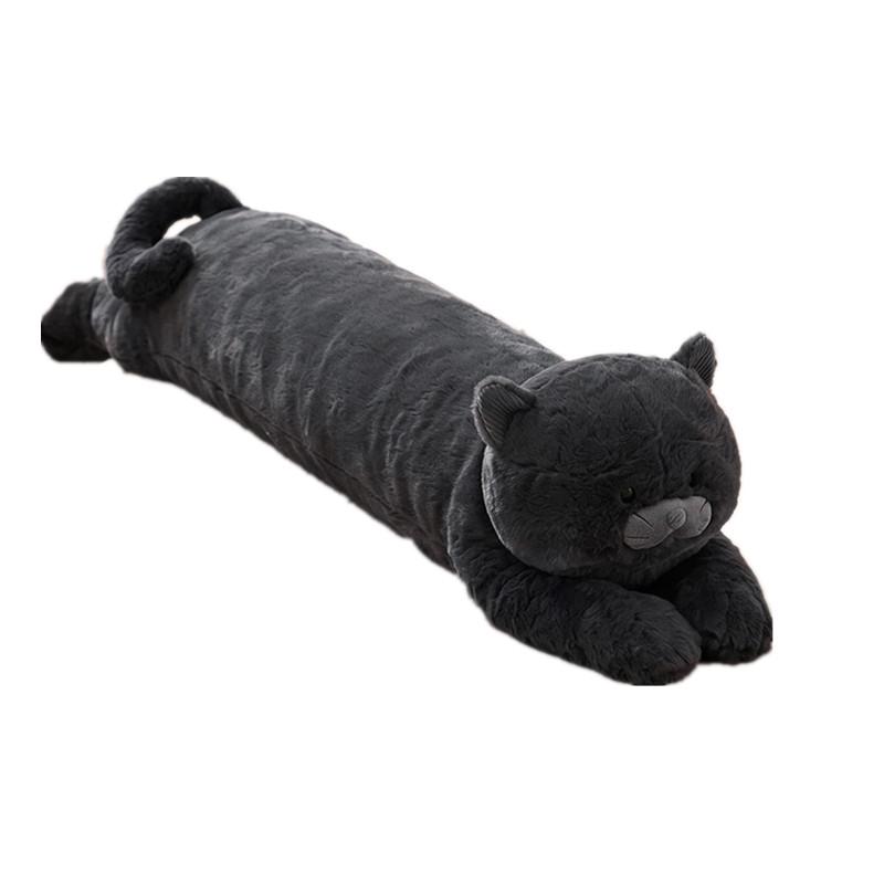 Long Black Cat Plush Body Pillow Soft Fluffy Stuffed Large Lying Kitten Sleeping Hug Cushion Home Sofa Decor Gift For Girls Kids