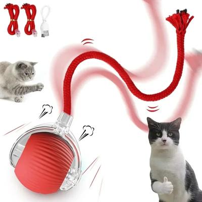 Brinquedo de Bola Rolante Elétrica para Animais de Estimação Gato Interativo Brinquedo Bola Gatinho Animal de Estimação Provocador Automático Recarregável USB Bola de Brinquedo de Treinamento