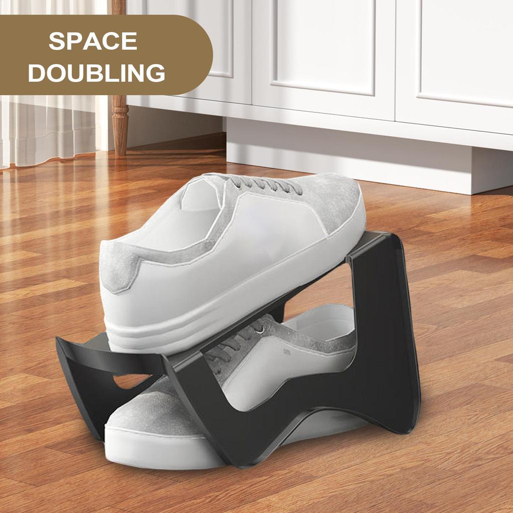 Shoe Slots Shoe Stack Stackable Double-Layer Non-Slip Holder Storage For Entryway Door Garage Dorm Wall Bed