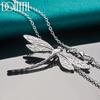 DOTEFFIL 925 Silver 40-75cm Chain Big Dragonfly Pendant Necklace For Women Wedding Engagement Party Fashion Jewelry