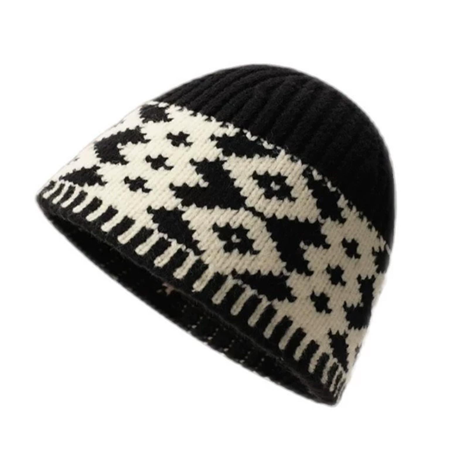 Winter Warm Embroidered Beanie Knit Fisherman Hat Unisex Beanie for Outdoor Activities Skiing чёрный